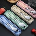Home Cloud Premium Stainless Steel Cutlery Set Of 3-Piece (Spoon, Fork, Chopsticks) Including Travel Spoon Box - Exquisite Portable Tableware For Customized Gifts (Green)