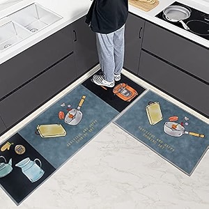 homecloud rectangular kitchen mat  floor mat  door mat anti-slip softwashable printed designer for floor kitchen room 6 mm thick 41 x 122 cm 41 x 61 cm velvet