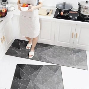 homecloud rubber kitchen mats for floor set of 2 pcs  non-skid soft absorbent rugs for kitchen laundry and hallway  120x40cm 40x60cm 4mm thickness black_shade