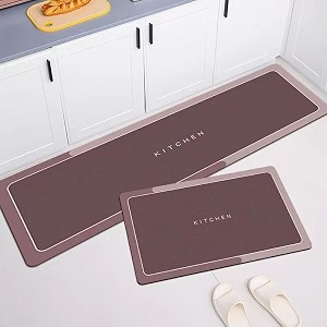 homecloud rubber kitchen mats for floor set of 2 pcs  non-skid soft absorbent rugs for kitchen laundry and hallway  120x40cm 40x60cm 4mm thickness kitchen_wine