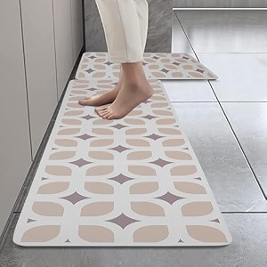 homecloud rubber kitchen mats for floor set of 2 pcs  non-skid soft absorbent rugs for kitchen laundry and hallway  120x40cm 40x60cm 4mm thickness  yellow_star