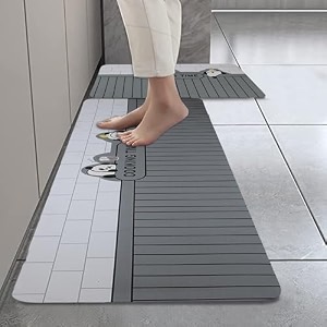 homecloud rubber anti fatigue kitchen rug sets 2 piece non slip kitchen mats for floor cushioned kitchen rugs and mats waterproof comfort standing mat runner for kitchen panda_grey