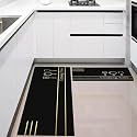HomeCloud Rubber Kitchen Mats for Floor Set of 2 Pcs | Non-Skid, Soft Absorbent Rugs for Kitchen, Laundry, and Hallway | 120x40cm, 40x60cm| 4mm Thickness (Cooking_Time_Black)