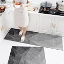 HomeCloud Rubber Kitchen Mats for Floor Set of 2 Pcs | Non-Skid, Soft Absorbent Rugs for Kitchen, Laundry, and Hallway | 120x40cm, 40x60cm| 4mm Thickness (Black_Shade)