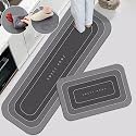 HomeCloud Rubber Kitchen Mats for Floor Set of 2 Pcs | Non-Skid, Soft Absorbent Rugs for Kitchen, Laundry, and Hallway | 120x40cm, 40x60cm| 4mm Thickness (Sweet_Home_Grey)