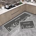 HomeCloud Rubber Kitchen Mats for Floor Set of 2 Pcs | Non-Skid, Soft Absorbent Rugs for Kitchen, Laundry, and Hallway | 120x40cm, 40x60cm| 4mm Thickness (Kitchen_Jars_Grey)