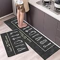 HomeCloud Rubber Kitchen Mats for Floor Set of 2 Pcs | Non-Skid, Soft Absorbent Rugs for Kitchen, Laundry, and Hallway | 120x40cm, 40x60cm| 4mm Thickness | Beautiful_Home_Grey