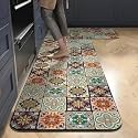 HomeCloud Rectangular Rubber Kitchen Mats For Floor Set of 2 Pcs | Non-Skid, Soft Absorbent Rugs For Kitchen, Laundry, And Hallway | 120x40Cm, 40x60cm| 4MM Thickness (Blue_Orange_Multi)