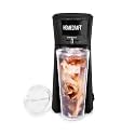Nostalgia HomeCraft 20 oz Iced Coffee Maker with Single Serve Insulated Titon Tumblr and Straw, Reusable Coffee Filter, Black