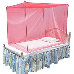 homecute single bed cotton edge traditional mosquito net 6 x 4 ft one colour red