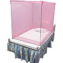 Homecute Single Bed Cotton Edge Traditional Mosquito Net 6 X 4 ft (One Colour Pink)