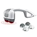 Homedics Back Massager - Heated Automatic Percussion Back, Body and Neck Massager with Duel Pivoting Heads, Interchangeable Nodes, for Shoulders, Legs and Feet, White