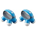 Homedics, Quatro Mini Hand-Held Massager with Hand Grip, Battery Operated Vibration Massage, 4 Massage Nodes, Powered by 2 AAA Batteries (Included), Assorted Colors (Pack of 2)