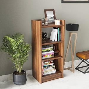 homeeasy 3 layer engineered wood multipurpose rack open bookshelf storage organizer stand bs-190x33x24cm brown