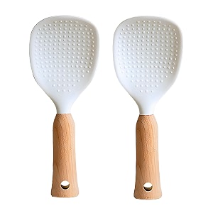 homeessentials silicone nonstick rice spoon- vertical rice shovelcooking spoonstanding storage rice spatulaperfect for serving rice and mashed potatoesdurable amp easy to clean pack of 2