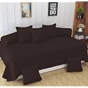 Homefab India 160 TC Stripe Glace Cotton Diwan Set - 8 Piece - Brown