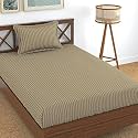 Homefab India 160 TC Stripe Glace Cotton Single BedSheet with 1 Pillow Cover - Beige