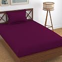 Homefab India 160 TC Stripe Glace Cotton Single BedSheet with 1 Pillow Cover - Dark Pink