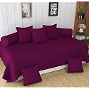 Homefab India 160 TC Stripe Glace Cotton Diwan Set - 8 Piece - Dark Pink