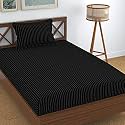 Homefab India 160 TC Stripe Glace Cotton Single BedSheet with 1 Pillow Cover - Black