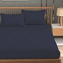 Homefab India 160 TC Stripe Glace Cotton Double BedSheet with 2 Pillow Covers - (90x90 inches) - Grey