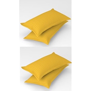 homefab india 4 piece stripe glace cotton pillow covers - yellow