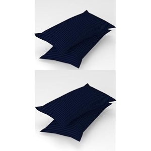 homefab india 4 piece stripe glace cotton pillow covers - navy blue