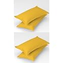 Homefab India 4 Piece Stripe Glace Cotton Pillow Covers - Yellow