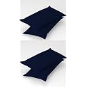 Homefab India 4 Piece Stripe Glace Cotton Pillow Covers - Navy Blue