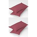 Homefab India 4 Piece Stripe Glace Cotton Pillow Covers - Pink (17x27 inches)