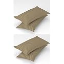 Homefab India 4 Piece Stripe Glace Cotton Pillow Covers - Beige