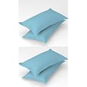 Homefab India 4 Piece Stripe Glace Cotton Pillow Covers - Light Blue