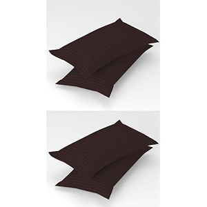 homefab india 4 piece stripe glace cotton pillow covers - brown
