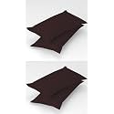 Homefab India 4 Piece Stripe Glace Cotton Pillow Covers - Brown