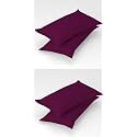 Homefab India 4 Piece Stripe Glace Cotton Pillow Covers - Dark Pink