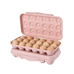 18 rectangular egg holders for refrigerator  travel egg storage container  plastic egg tray for refrigerator amp camping  durable egg box for kitchen amp outdoor use  pink