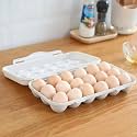 18 Rectangular Egg Holders for Refrigerator | Travel Egg Storage Container | Plastic Egg Tray with Lid for Refrigerator &amp; Camping | Durable Egg Box for Kitchen &amp; Outdoor Use (Grey)
