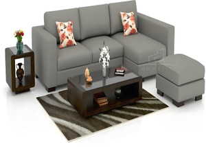 homeify cherry 4 seater l shape sofa for living room with footstool fabric 2  2 sofa set grey pre-assembled