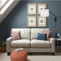 Homeify Nirvan 3 Seater Fabric Upholstered Sofa Set Fabric 2 + 1 Sofa Set (Ivory, Pre-assembled)