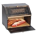 HOMEKOKO Vintage Double Layer Large Bread Box, Wood Bread Storage Bin,Black
