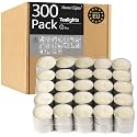 HomeLights Unscented White Tealight Candles -300 Packs, 6 to 7 Hour Burn Time Smokeless, Mini Votive Paraffin Candles with Cotton Wicks for Shabbat, Weddings, Christmas