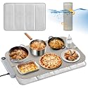 Homelove Warming Mat for Food - Electric Warming Tray with 7-Level Temp Settings &amp; 6 Hours Timer, Full Surface Graphene Heating, Waterproof Dishwasher-Friendly Food Warmer for Parties, Kitchen (Khaki)
