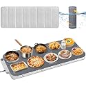 Homelove Warming Mat for Food - Electric Warming Tray with 7-Level Temp Settings &amp; 6 Hours Timer, Full Surface Graphene Heating, Waterproof Dishwasher-Friendly Food Warmer for Parties, Kitchen (Grey)