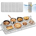Homelove Warming Mat for Food - Electric Warming Tray with 7-Level Temp Settings &amp; 6 Hours Timer, Full Surface Graphene Heating, Waterproof Dishwasher-Friendly Food Warmer for Parties, Kitchen (Khaki)