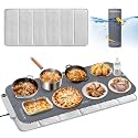 Homelove Warming Mat for Food - Electric Warming Tray with 7-Level Temp Settings &amp; 6 Hours Timer, Full Surface Graphene Heating, Waterproof Dishwasher-Friendly Food Warmer for Parties, Kitchen (Grey)