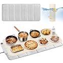Homelove Warming Mat for Food - Electric Warming Tray with 7-Level Temp Settings &amp; 6 Hours Timer, Full Surface Graphene Heating, Waterproof Dishwasher-Friendly Food Warmer for Parties, Kitchen (Beige)