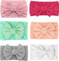 HOMEMATES 6 PCS Stylish Fancy Soft Baby Headbands with Oversized Knotted Bows Head Band