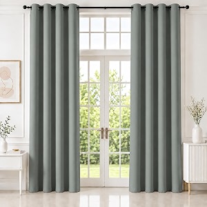homemonde 100 true blackout curtains - 10 feet room darkening curtain for long door - noise reduced and thermal insulation curtains set of 4 grey - 120 inches