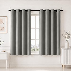 homemonde 100 true blackout curtains - 5 feet room darkening curtain for window - noise reduced and thermal insulation curtains set of 6 grey - 60 inches