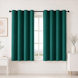 homemonde premium blackout curtains 5 feet long pack of 6 - true room darkening light blocking window curtain room privacy and thermal insulation drapes with eyelets - 60l x 46w inch deep forest